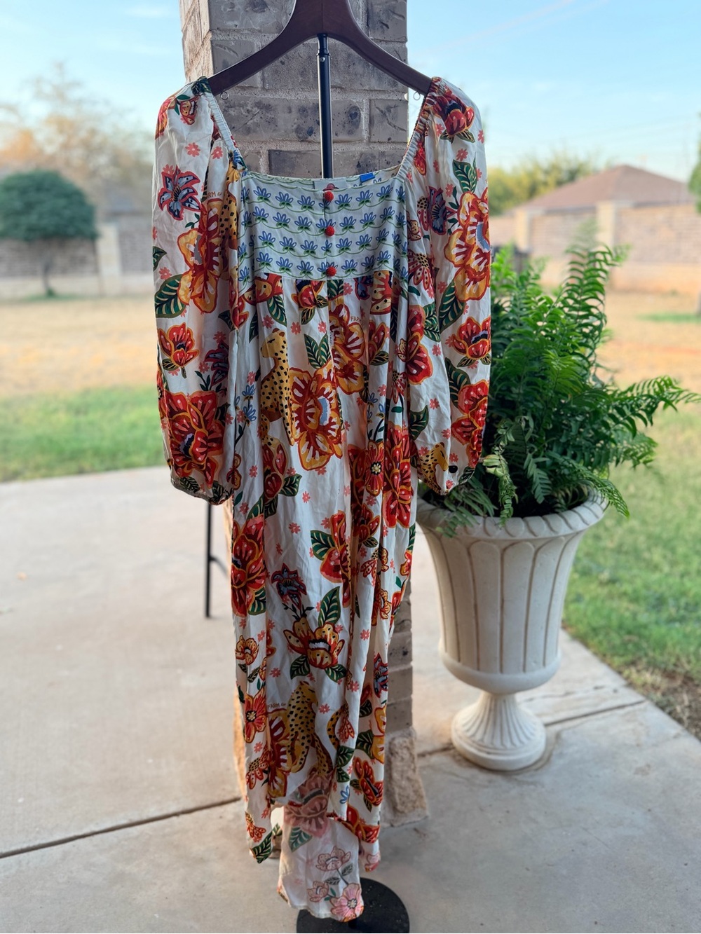 Farm Rio x Anthropologie Extreme Collar Blouse Duster size XL - Picture 2 of 13